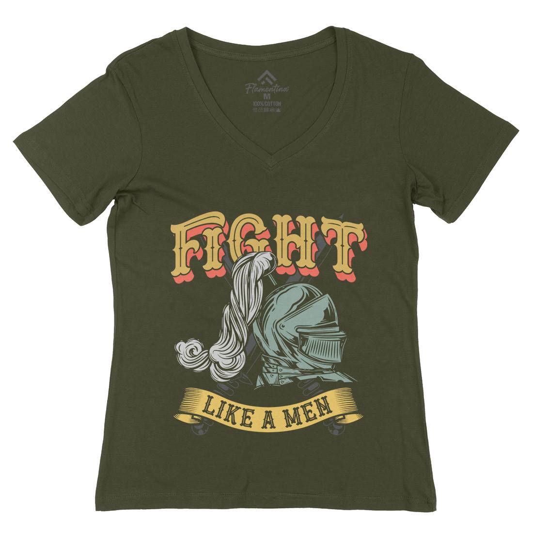 Knight Fight Womens Organic V-Neck T-Shirt Warriors C898