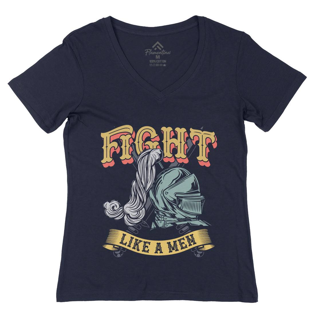 Knight Fight Womens Organic V-Neck T-Shirt Warriors C898