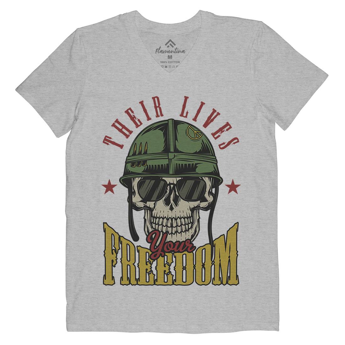 Your Freedom Mens Organic V-Neck T-Shirt Army C899