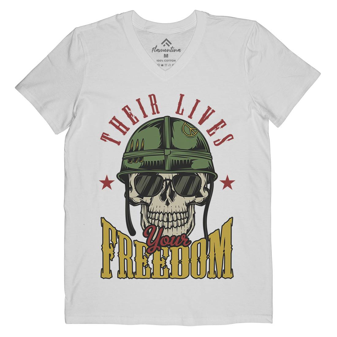 Your Freedom Mens Organic V-Neck T-Shirt Army C899