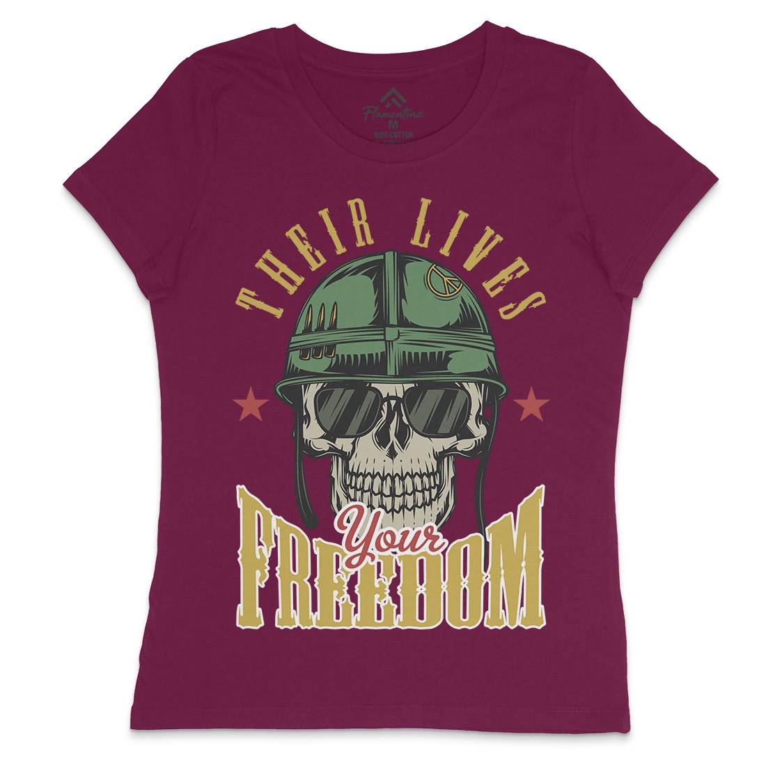 Your Freedom Womens Crew Neck T-Shirt Army C899