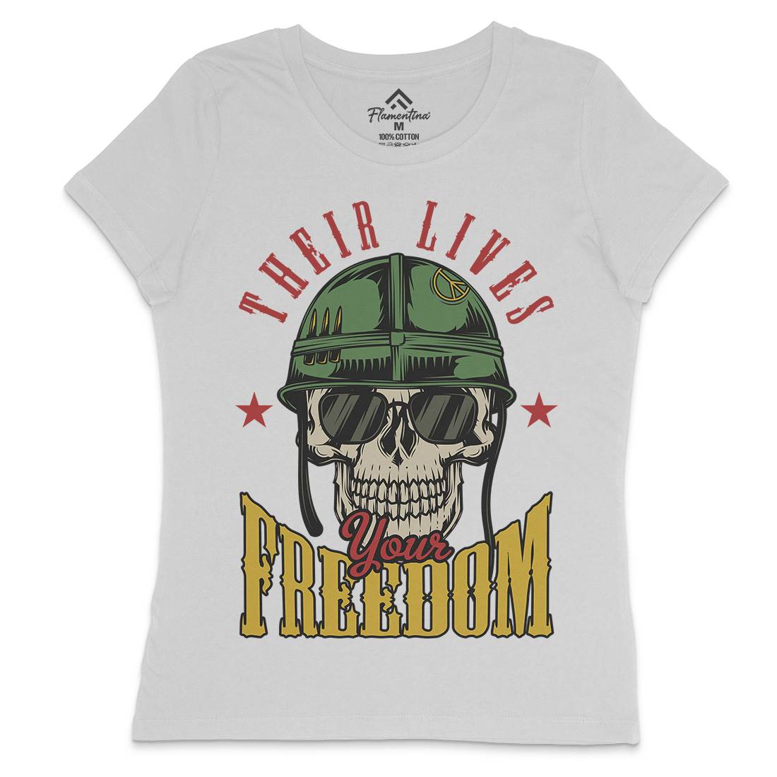 Your Freedom Womens Crew Neck T-Shirt Army C899