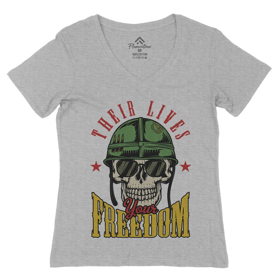 Your Freedom Womens Organic V-Neck T-Shirt Army C899