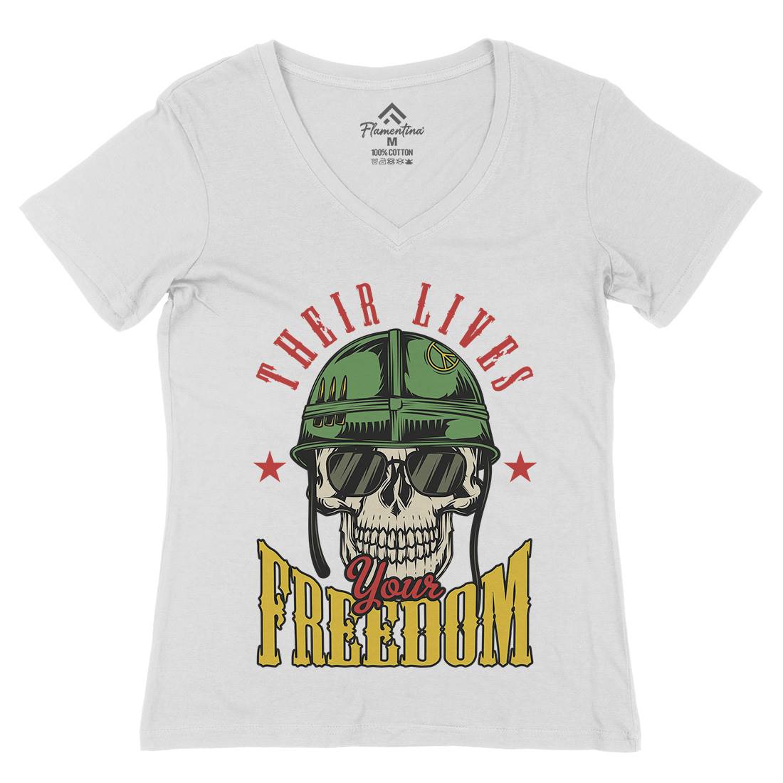 Your Freedom Womens Organic V-Neck T-Shirt Army C899