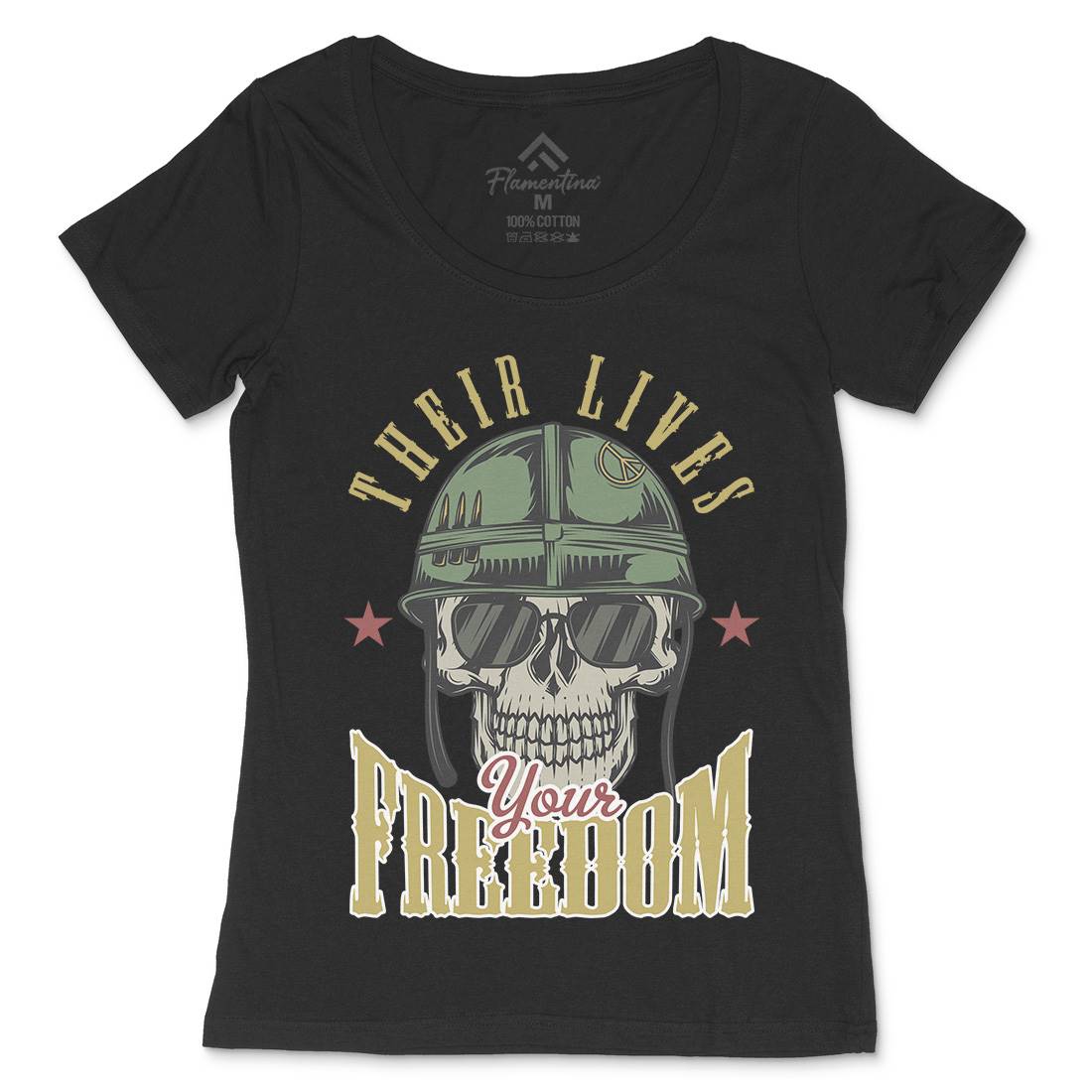 Your Freedom Womens Scoop Neck T-Shirt Army C899
