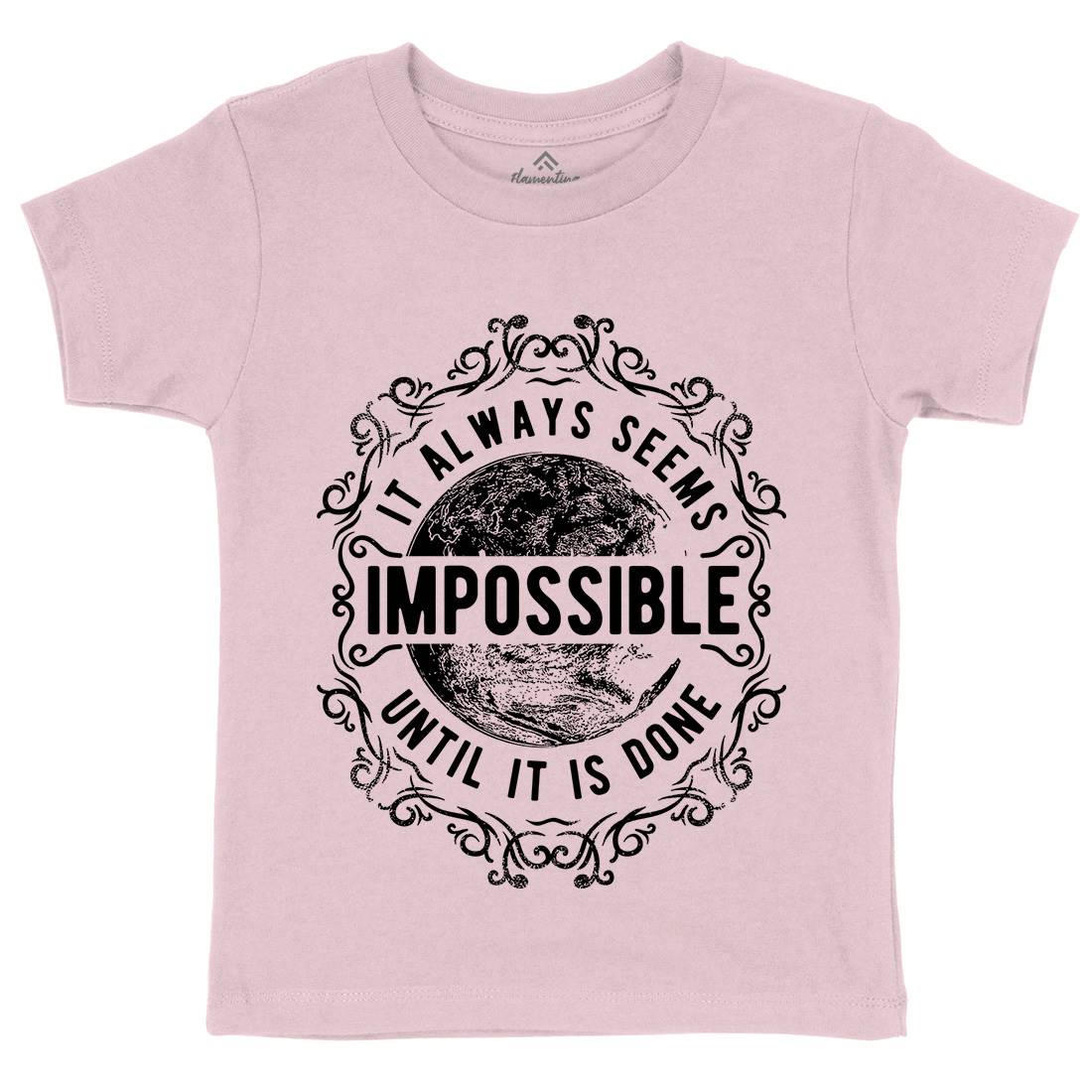 Always Seems Impossible Kids Organic Crew Neck T-Shirt Quotes C900