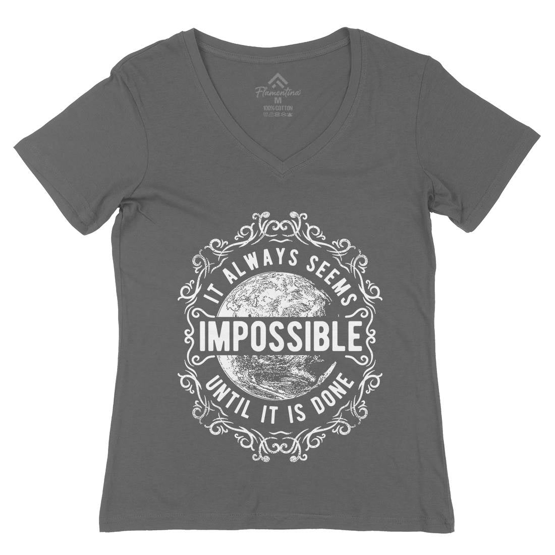 Always Seems Impossible Womens Organic V-Neck T-Shirt Quotes C900