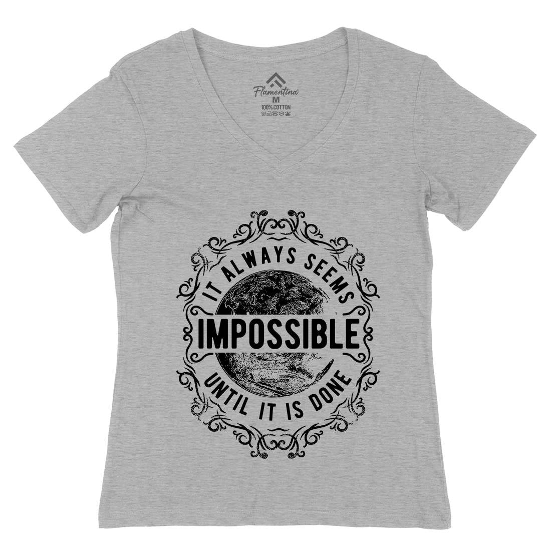 Always Seems Impossible Womens Organic V-Neck T-Shirt Quotes C900