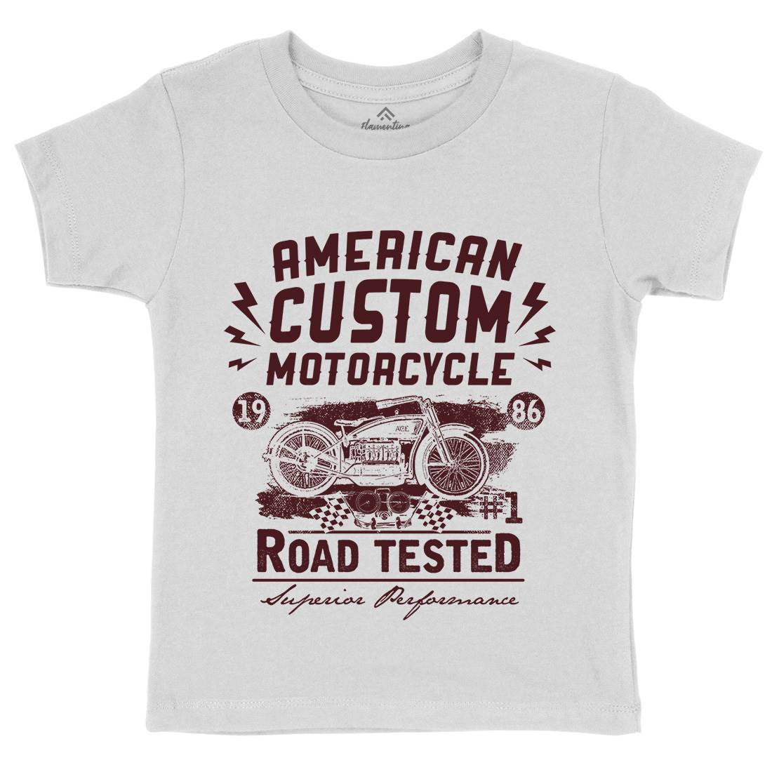 American Custom Kids Organic Crew Neck T-Shirt Motorcycles C901