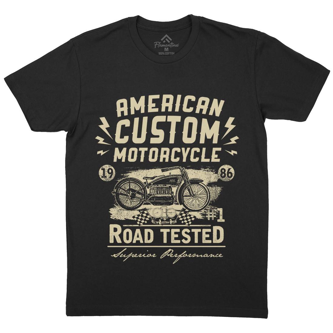 American Custom Mens Crew Neck T-Shirt Motorcycles C901