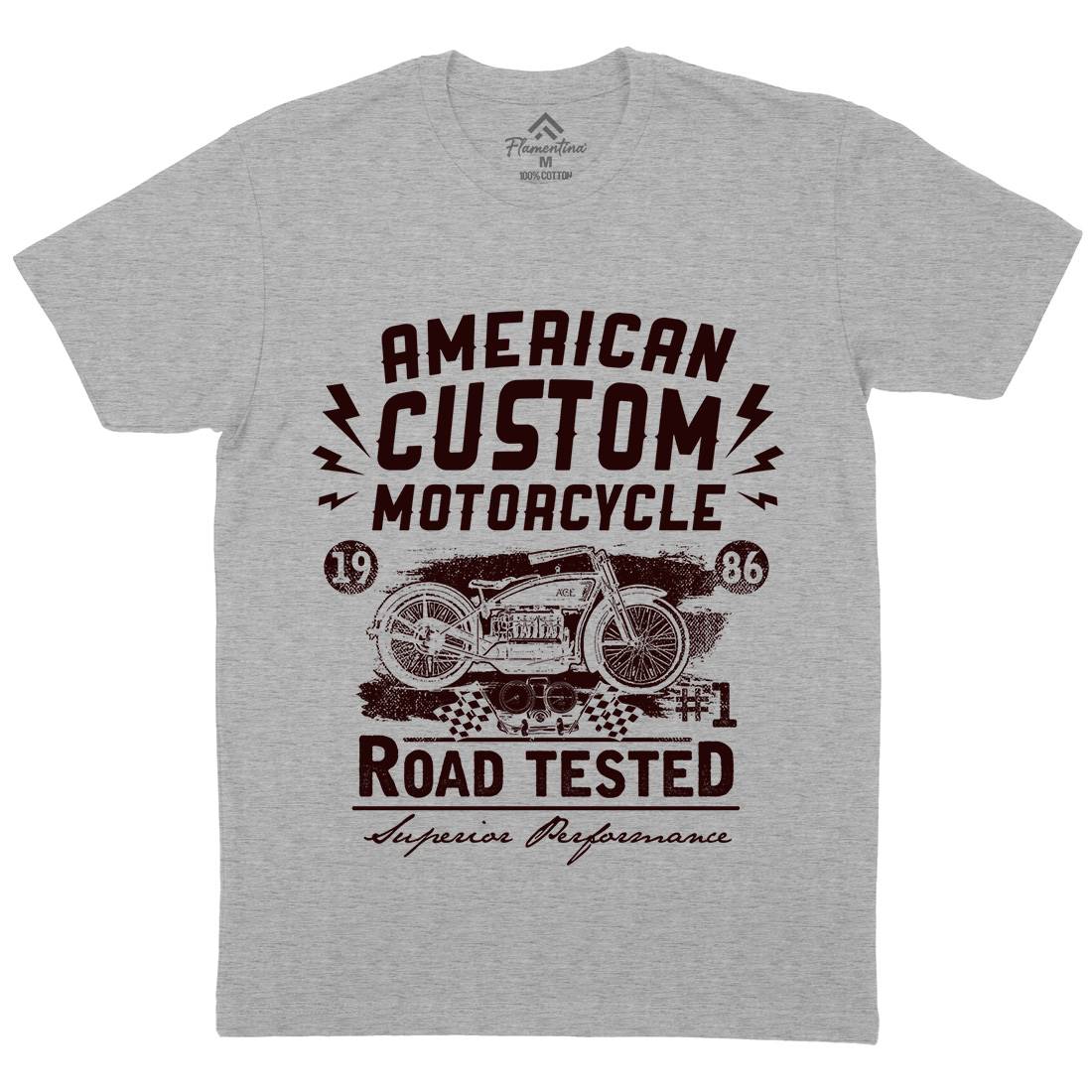 American Custom Mens Organic Crew Neck T-Shirt Motorcycles C901