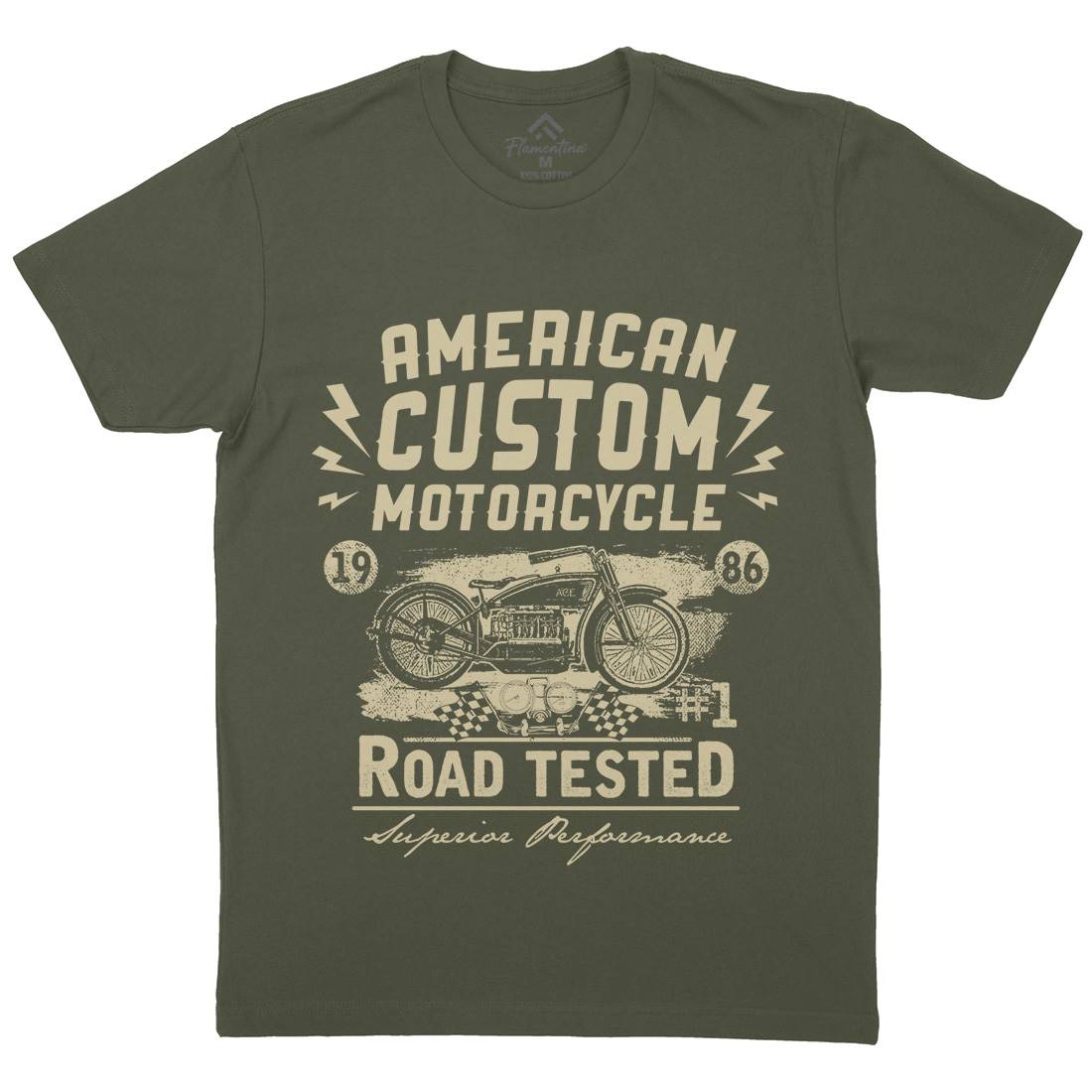 American Custom Mens Crew Neck T-Shirt Motorcycles C901