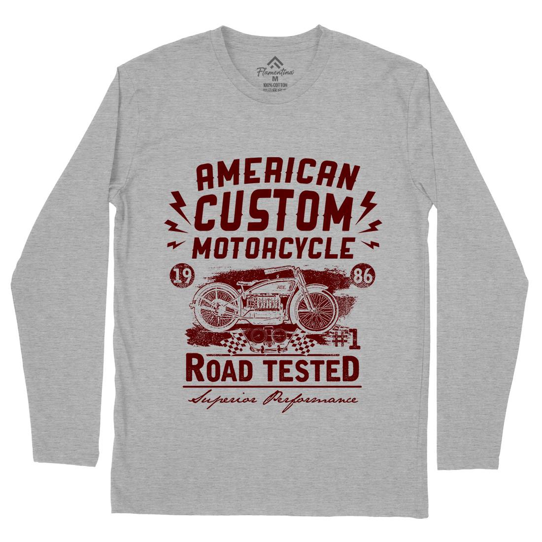 American Custom Mens Long Sleeve T-Shirt Motorcycles C901