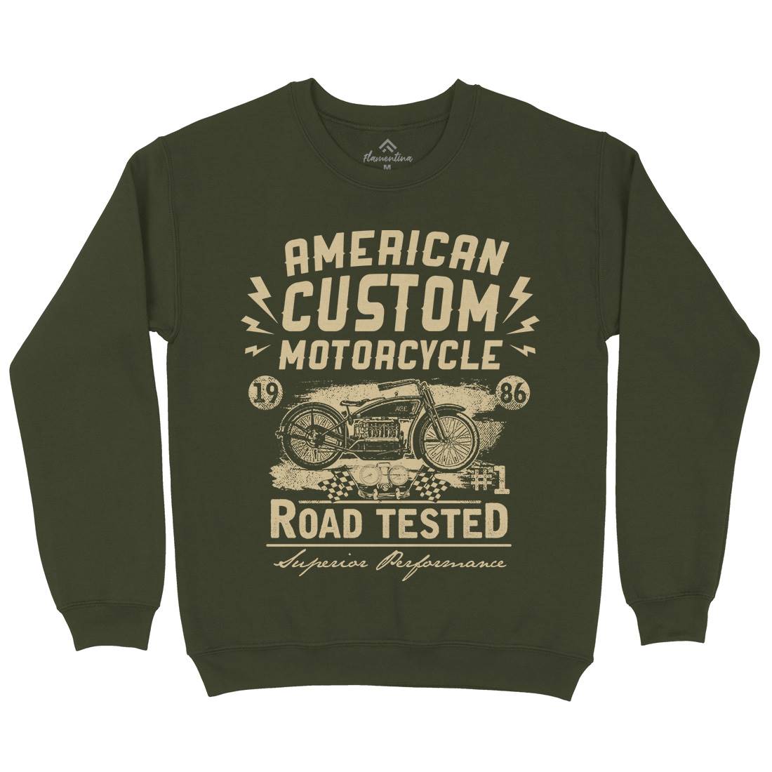 American Custom Mens Crew Neck Sweatshirt Motorcycles C901