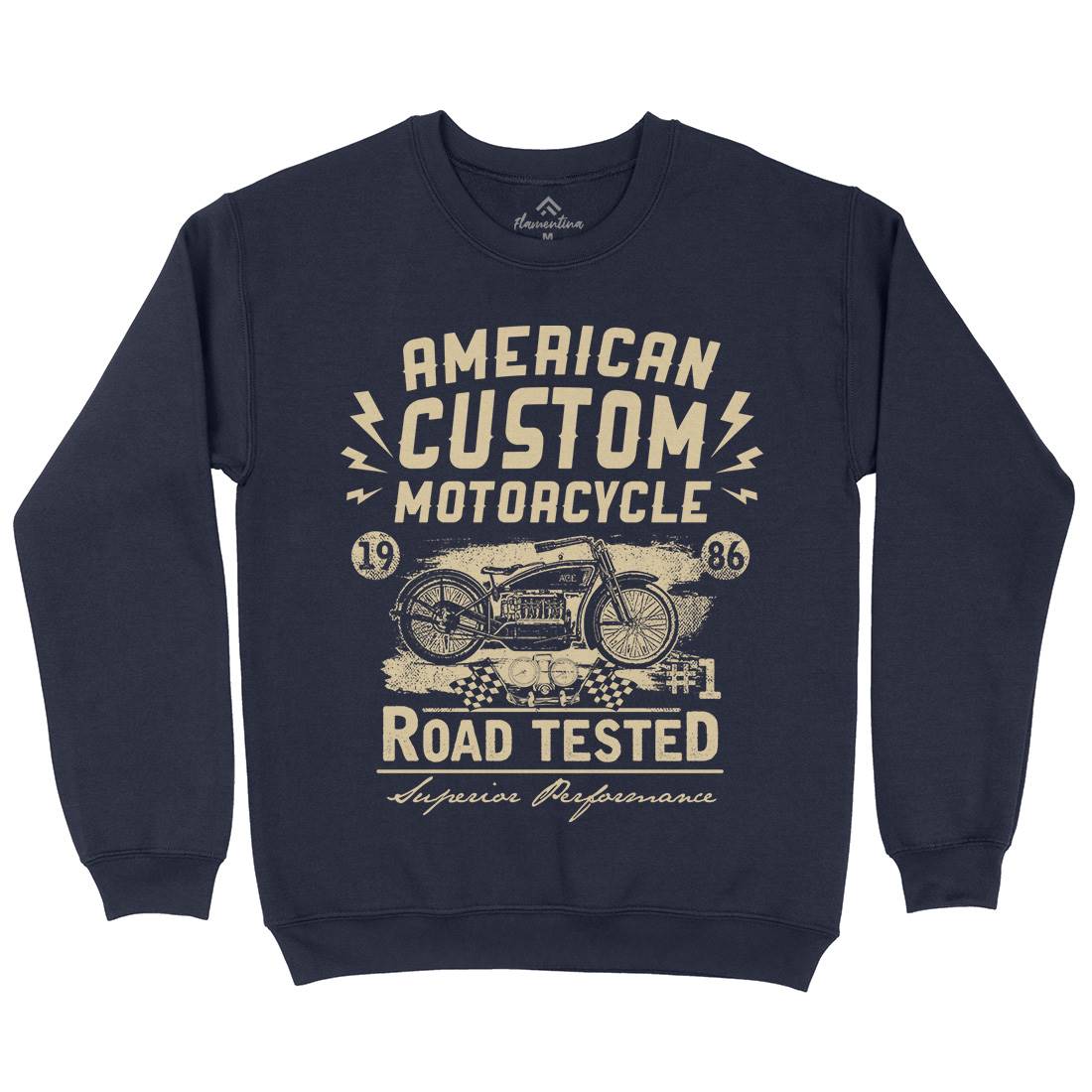 American Custom Mens Crew Neck Sweatshirt Motorcycles C901