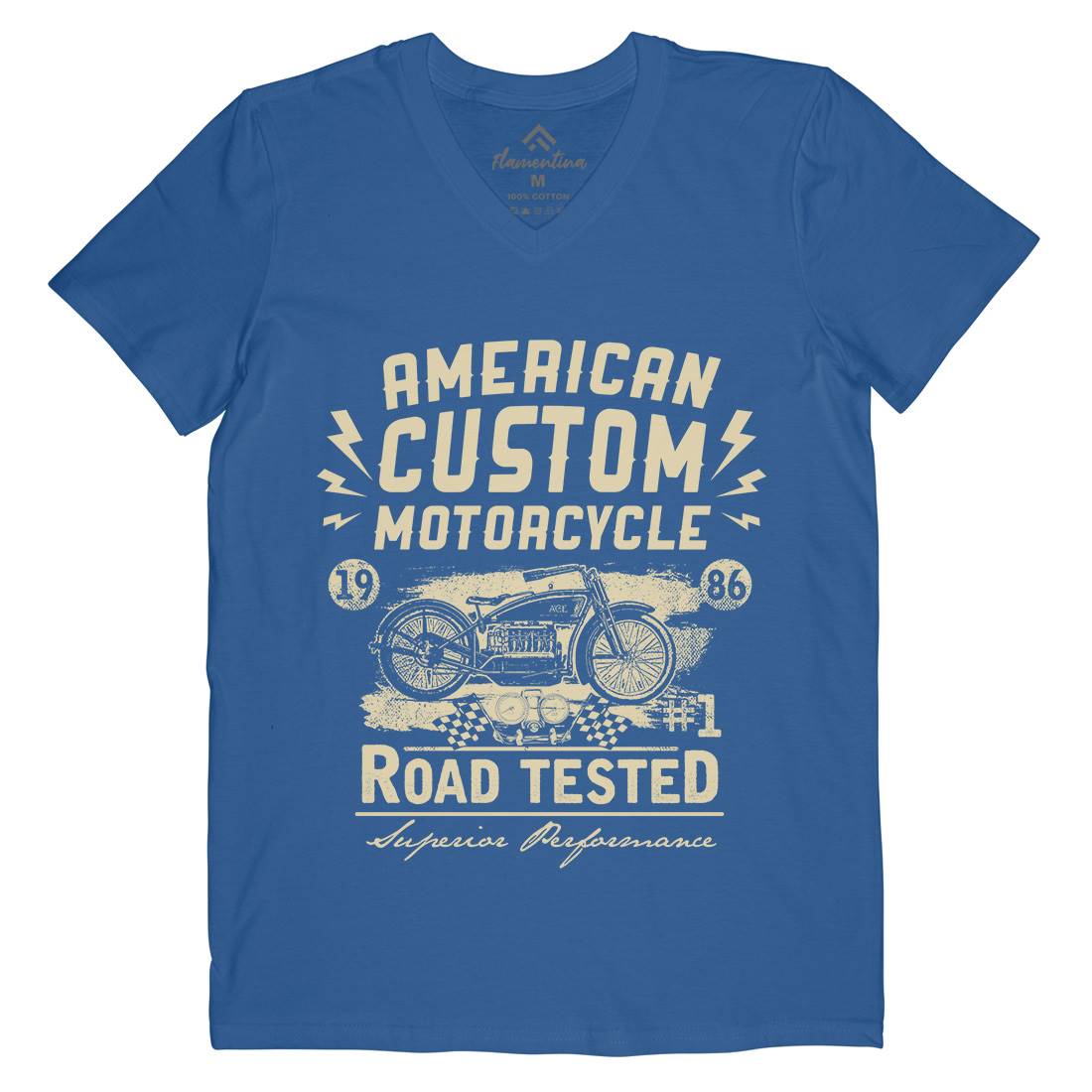 American Custom Mens V-Neck T-Shirt Motorcycles C901