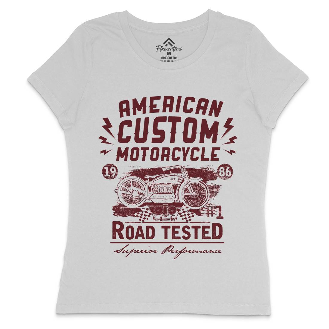 American Custom Womens Crew Neck T-Shirt Motorcycles C901