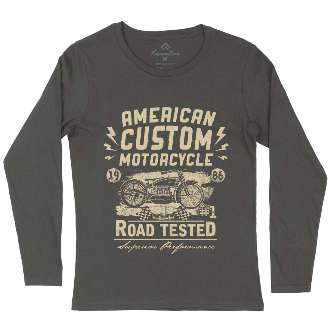 American Custom Womens Long Sleeve T-Shirt Motorcycles C901