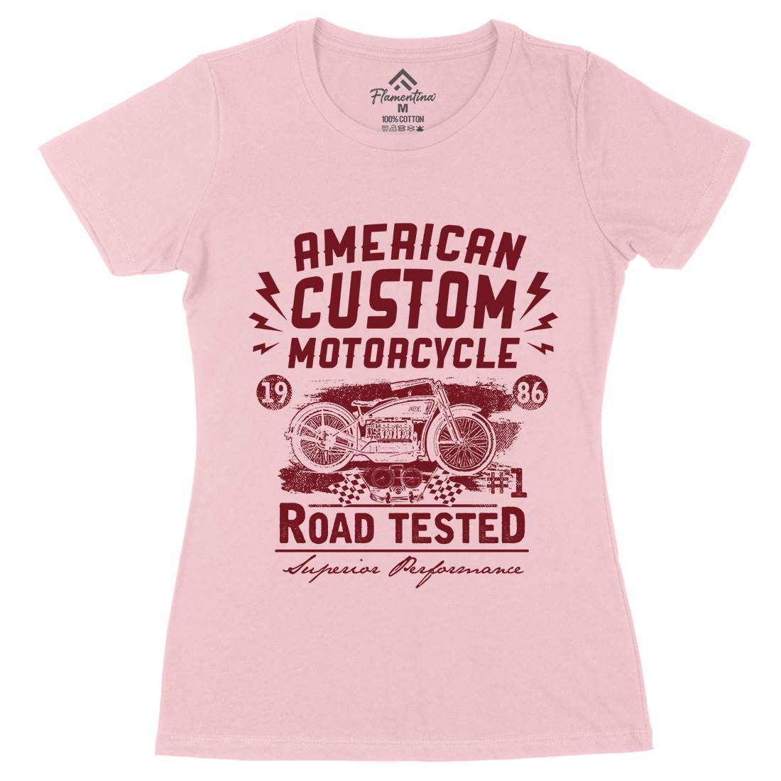 American Custom Womens Organic Crew Neck T-Shirt Motorcycles C901