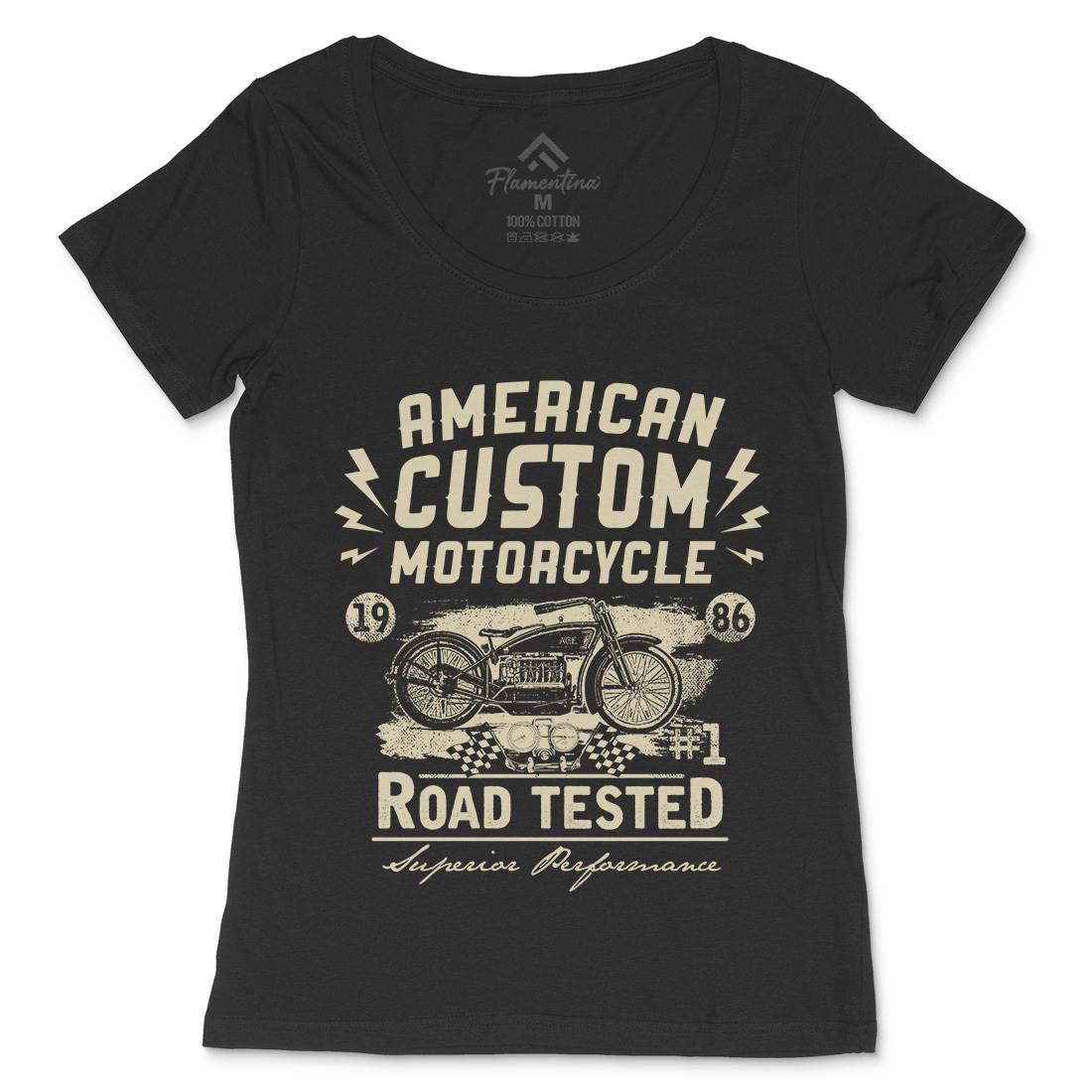American Custom Womens Scoop Neck T-Shirt Motorcycles C901