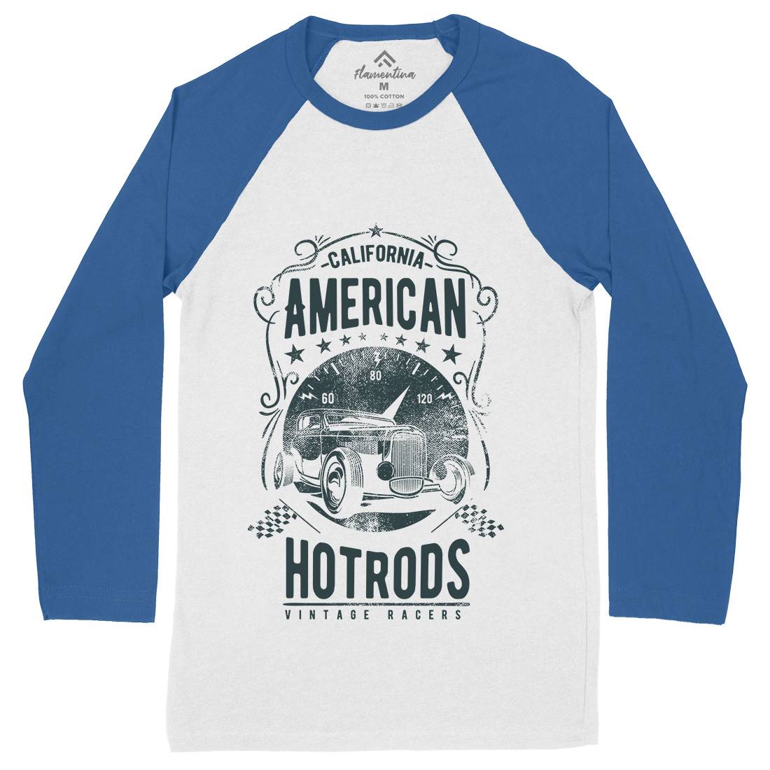 American Hotrods Mens Long Sleeve Baseball T-Shirt Cars C902