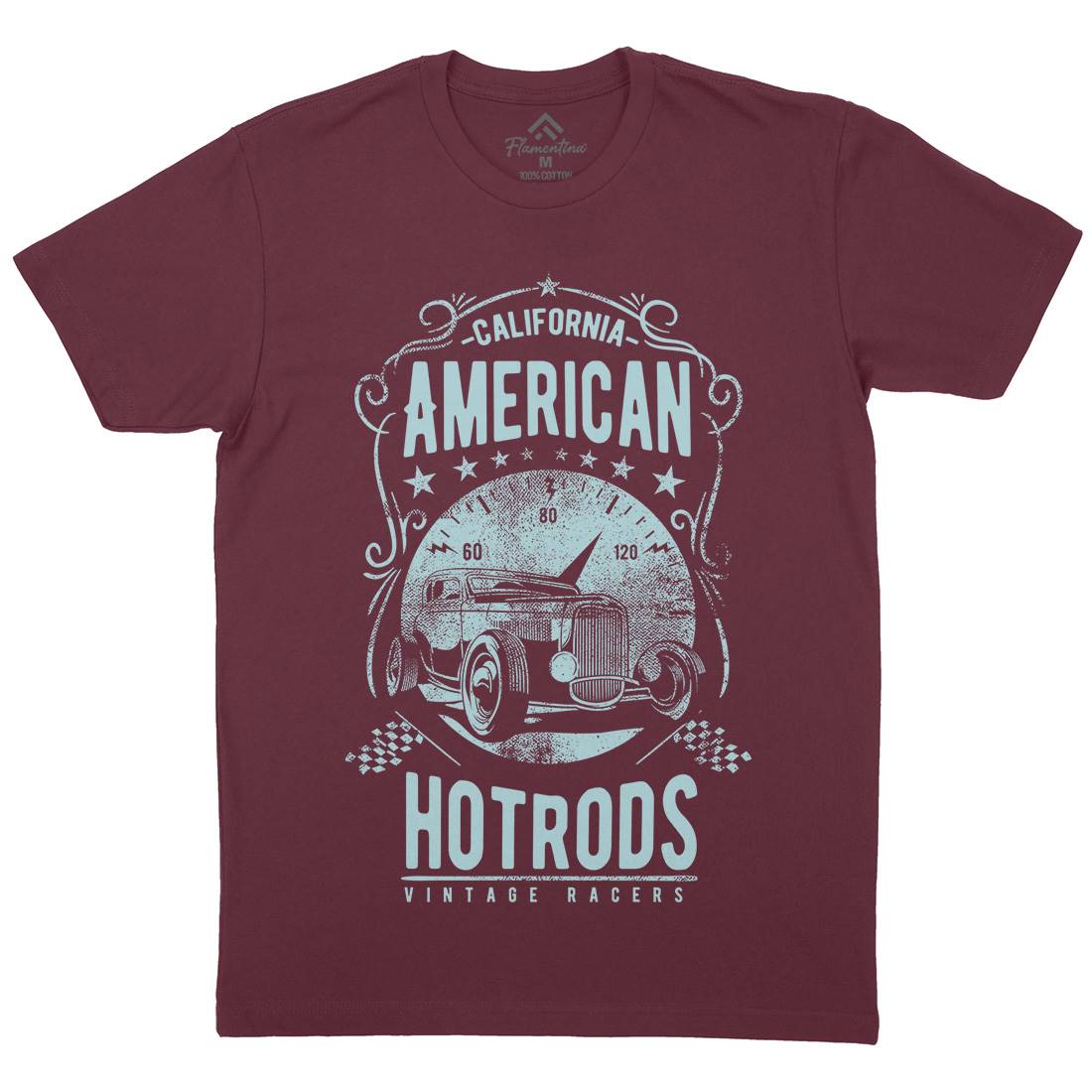 American Hotrods Mens Organic Crew Neck T-Shirt Cars C902