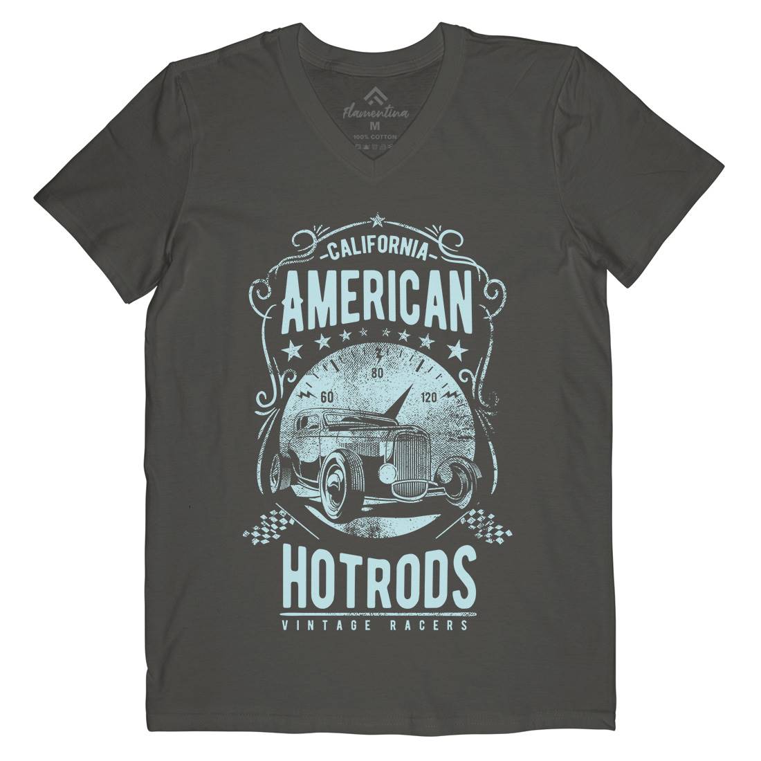 American Hotrods Mens V-Neck T-Shirt Cars C902