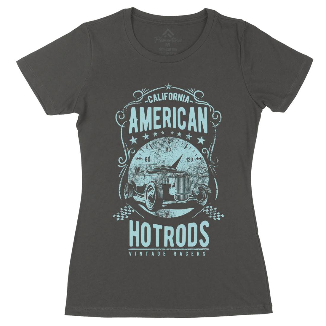 American Hotrods Womens Organic Crew Neck T-Shirt Cars C902