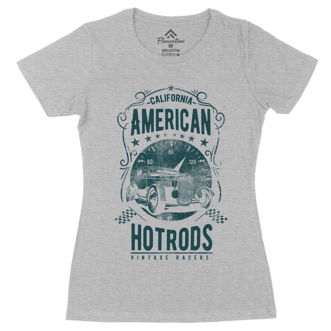 American Hotrods Womens Organic Crew Neck T-Shirt Cars C902