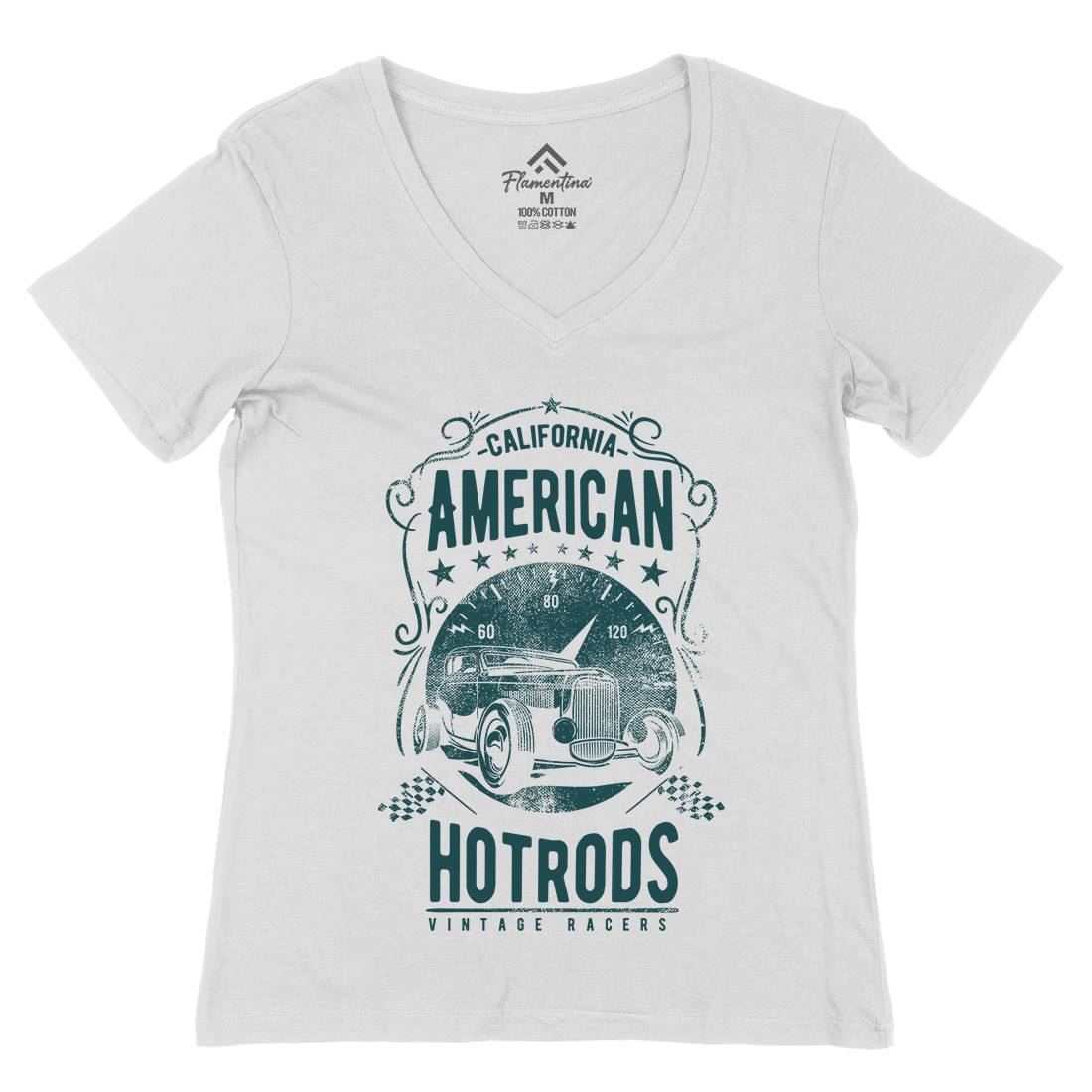 American Hotrods Womens Organic V-Neck T-Shirt Cars C902