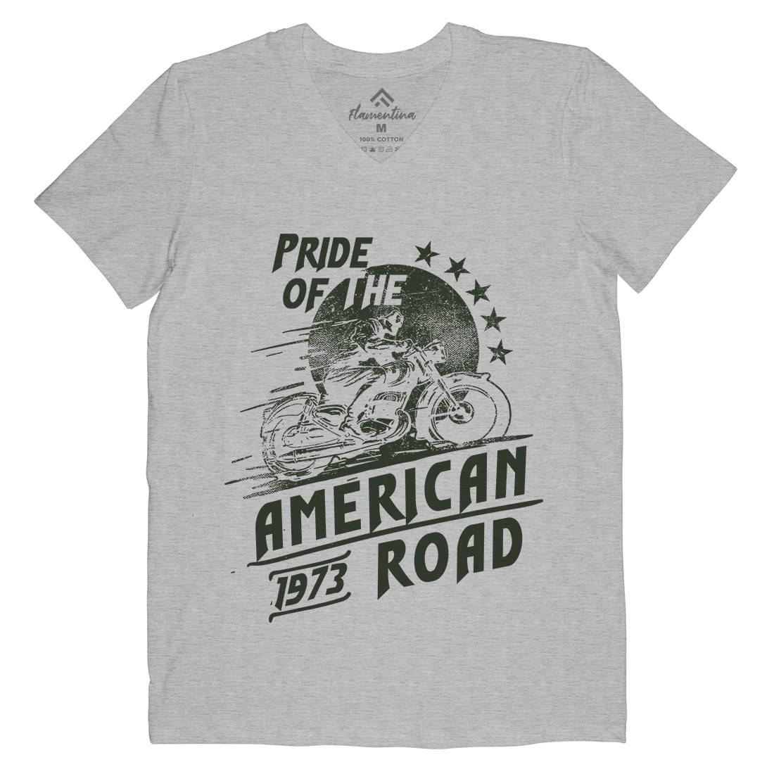 American Pride Mens V-Neck T-Shirt Motorcycles C903