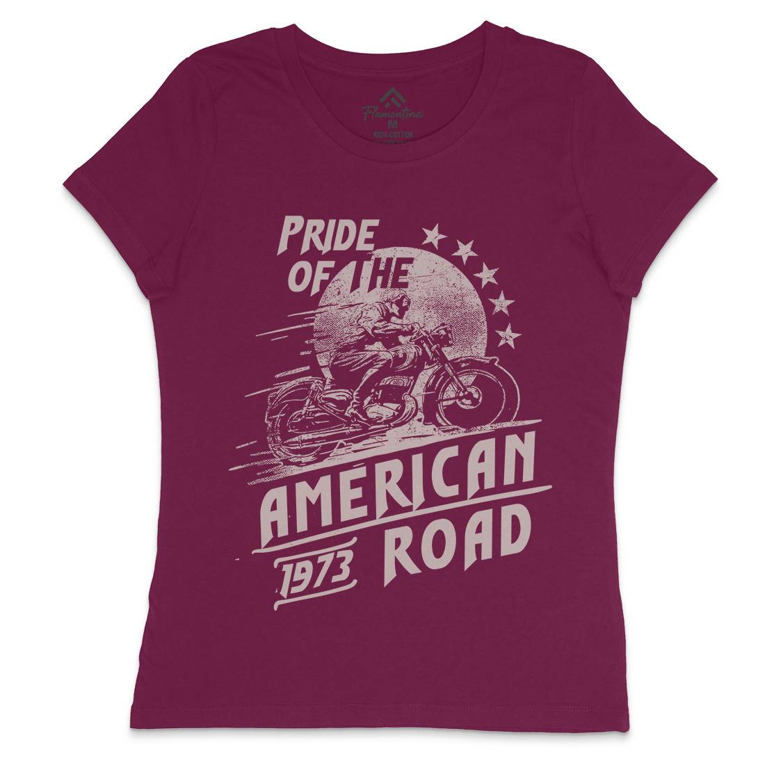 American Pride Womens Crew Neck T-Shirt Motorcycles C903