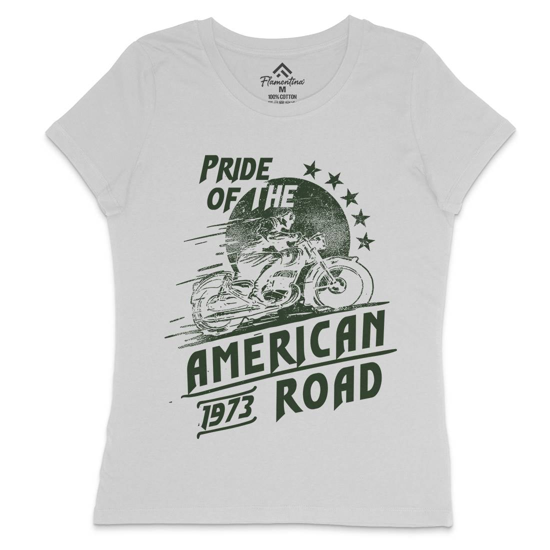 American Pride Womens Crew Neck T-Shirt Motorcycles C903