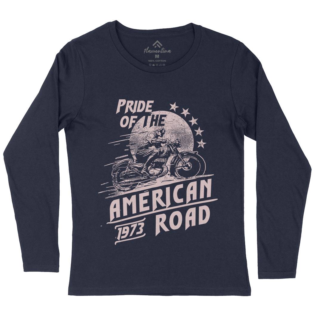 American Pride Womens Long Sleeve T-Shirt Motorcycles C903