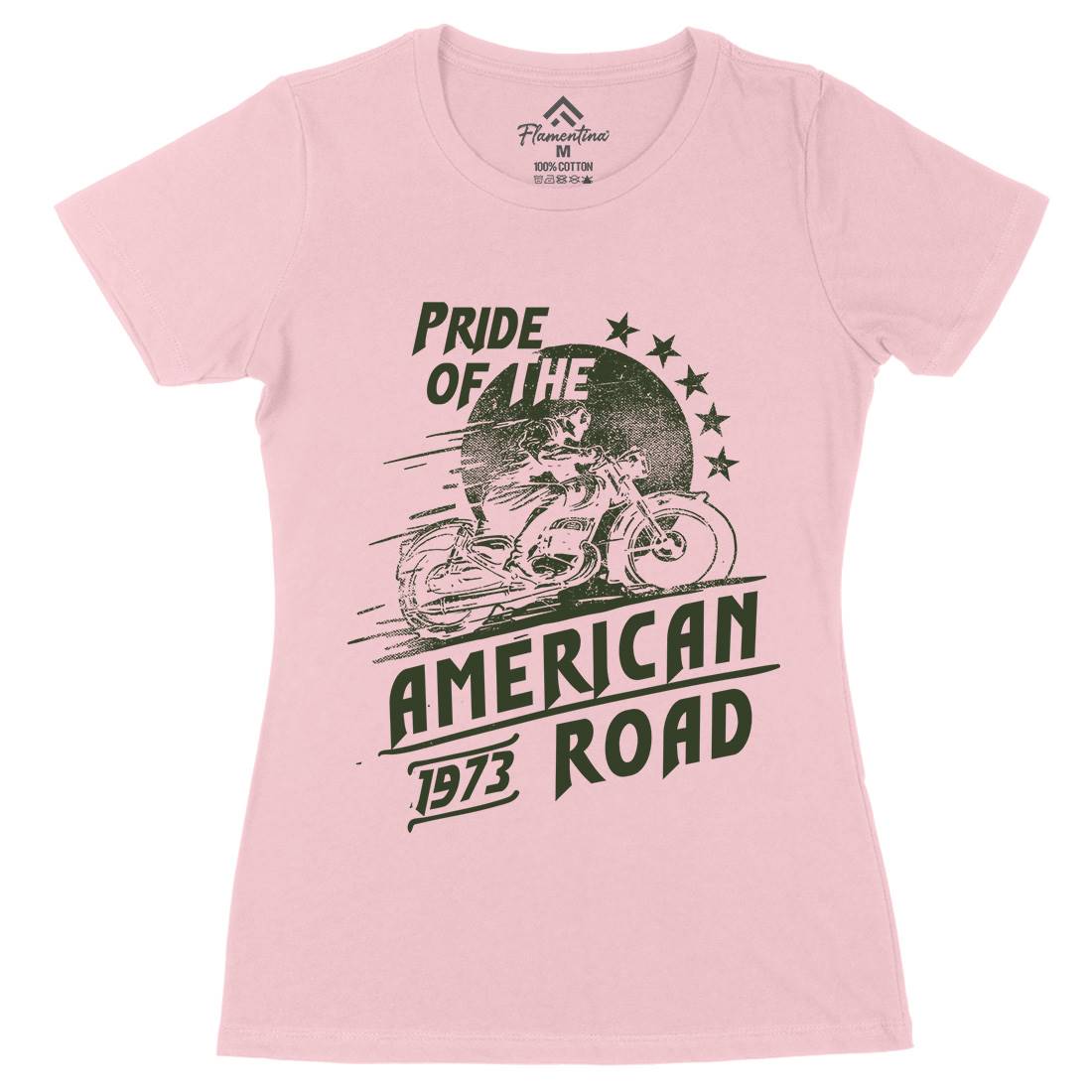 American Pride Womens Organic Crew Neck T-Shirt Motorcycles C903