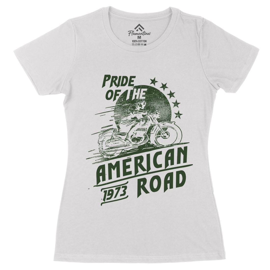 American Pride Womens Organic Crew Neck T-Shirt Motorcycles C903