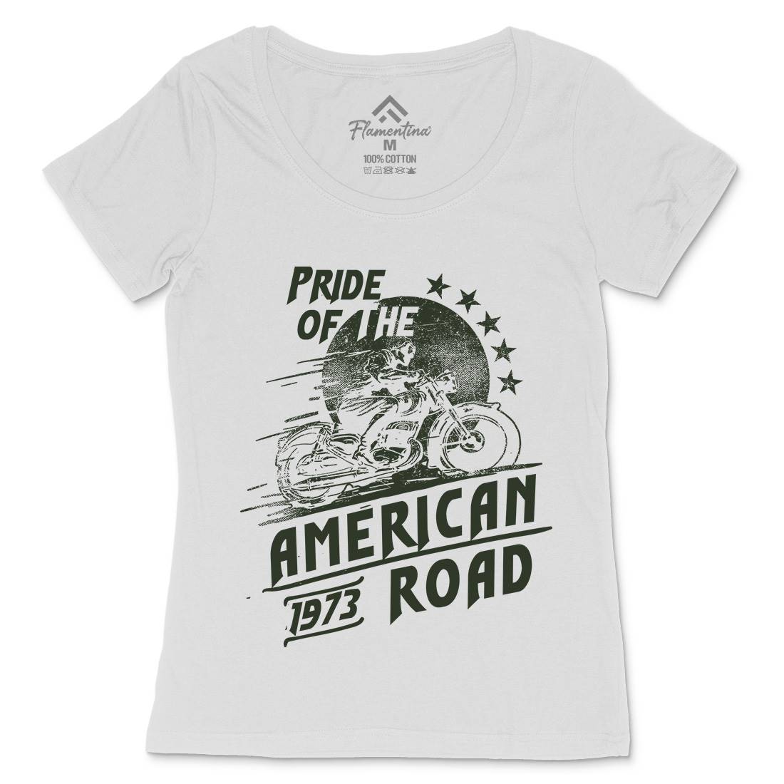 American Pride Womens Scoop Neck T-Shirt Motorcycles C903