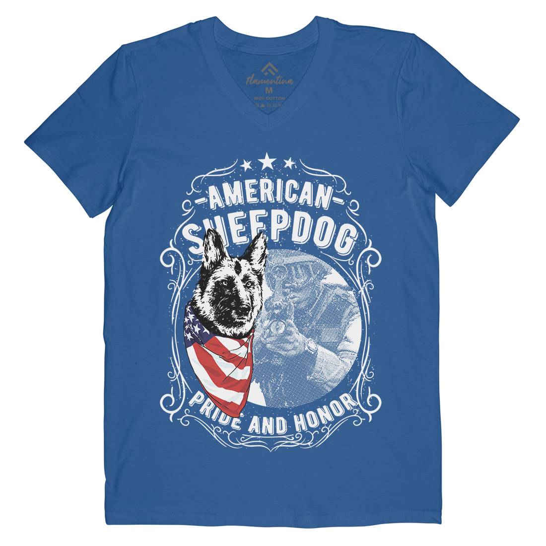 Sheepdog Mens V-Neck T-Shirt American C904