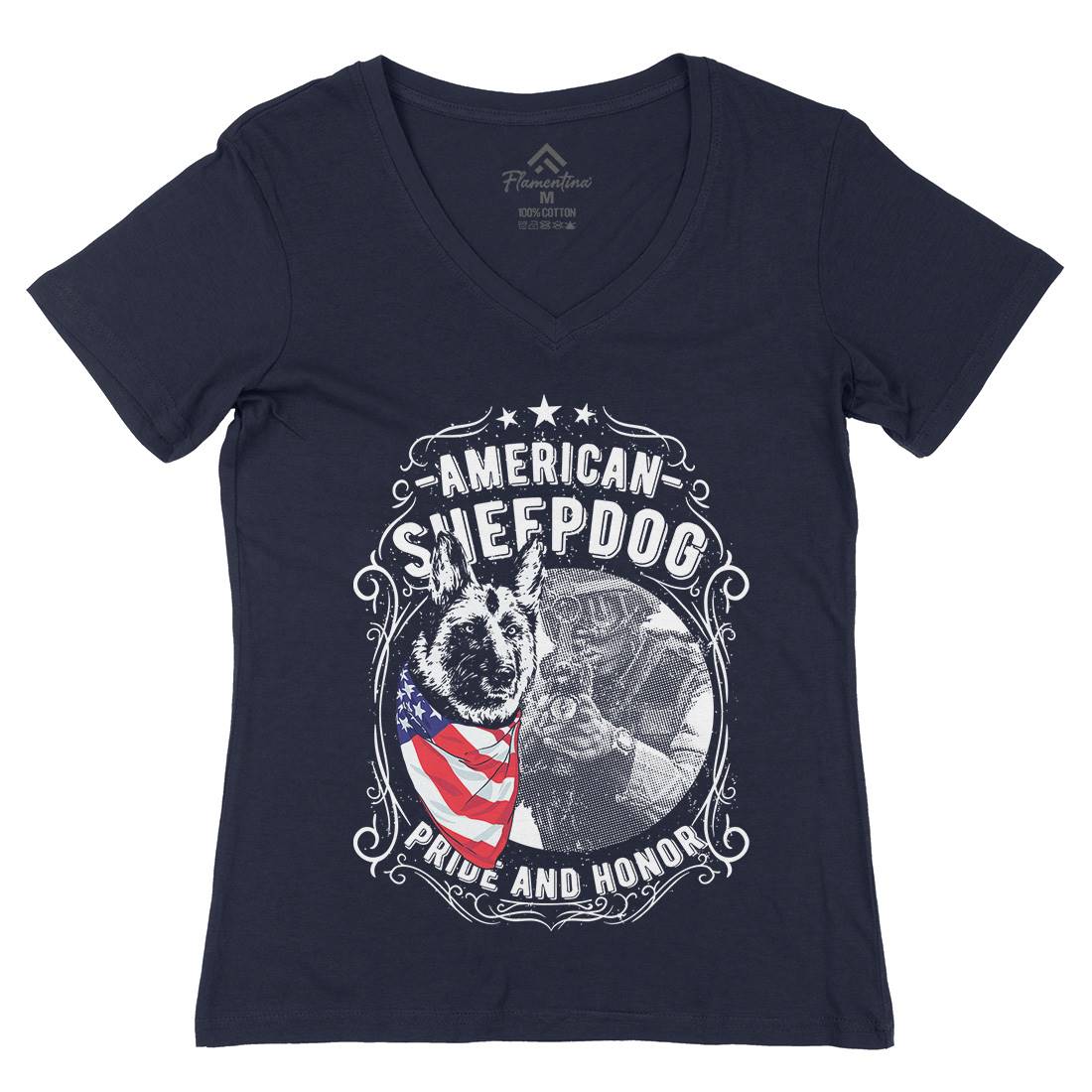 Sheepdog Womens Organic V-Neck T-Shirt American C904