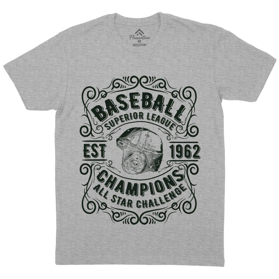 Baseball Superior League Mens Organic Crew Neck T-Shirt Sport C906