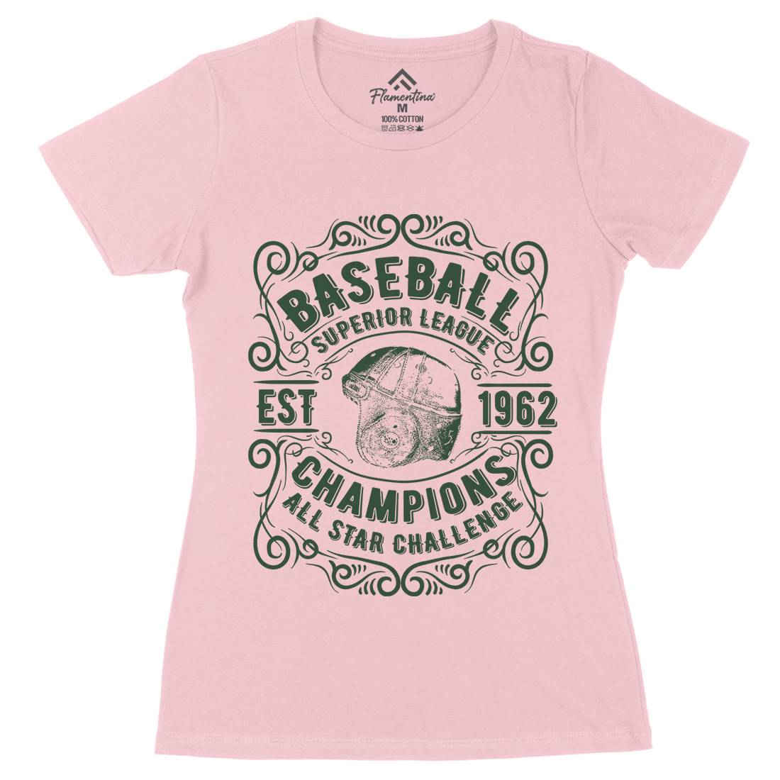 Baseball Superior League Womens Organic Crew Neck T-Shirt Sport C906