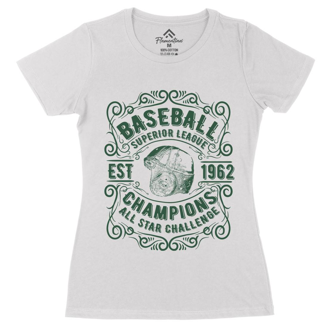 Baseball Superior League Womens Organic Crew Neck T-Shirt Sport C906