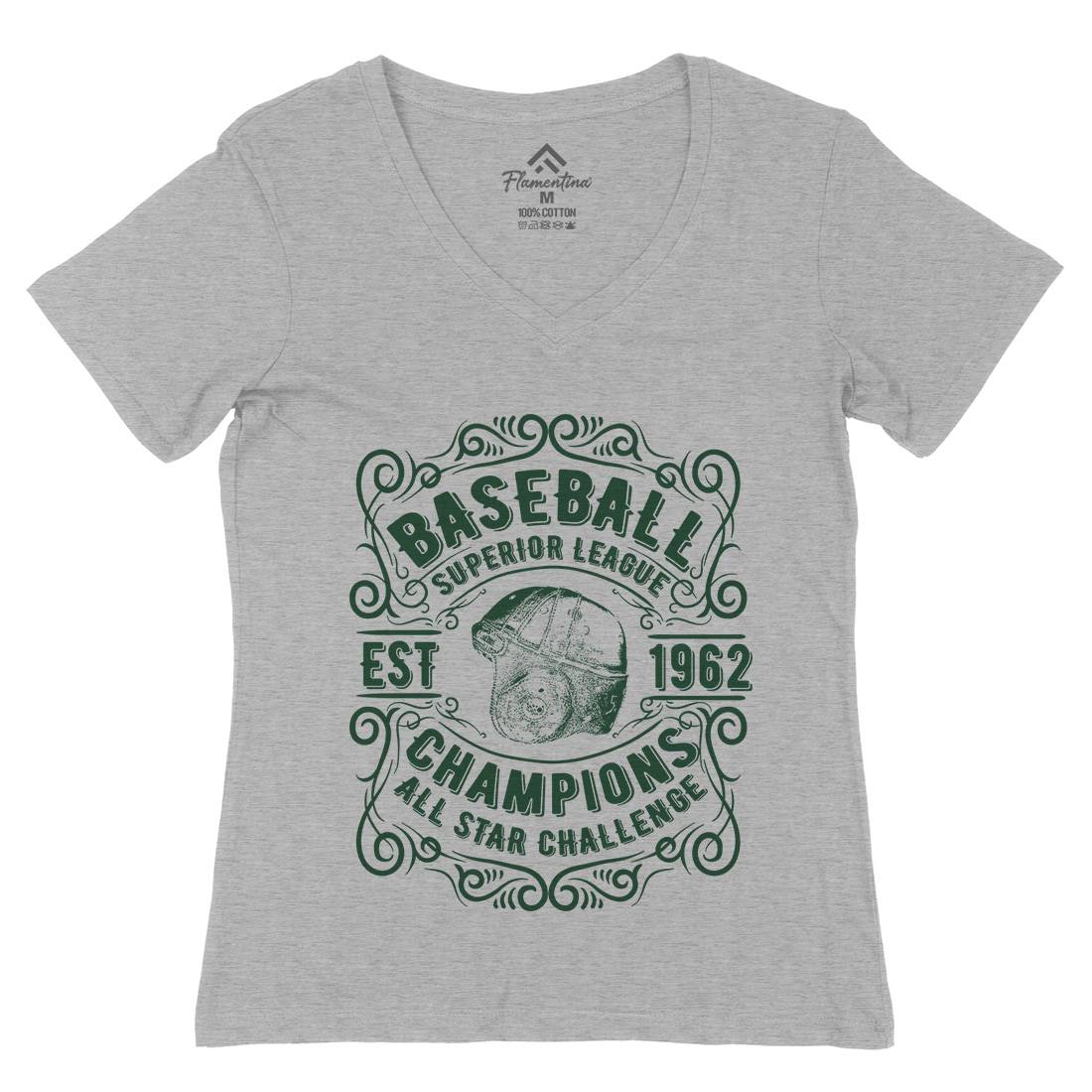 Baseball Superior League Womens Organic V-Neck T-Shirt Sport C906