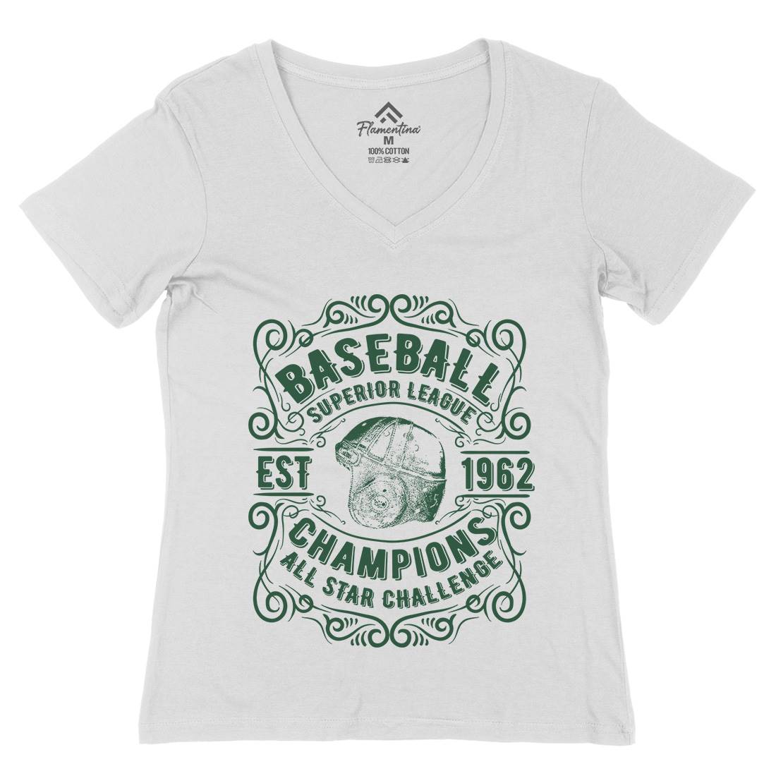 Baseball Superior League Womens Organic V-Neck T-Shirt Sport C906