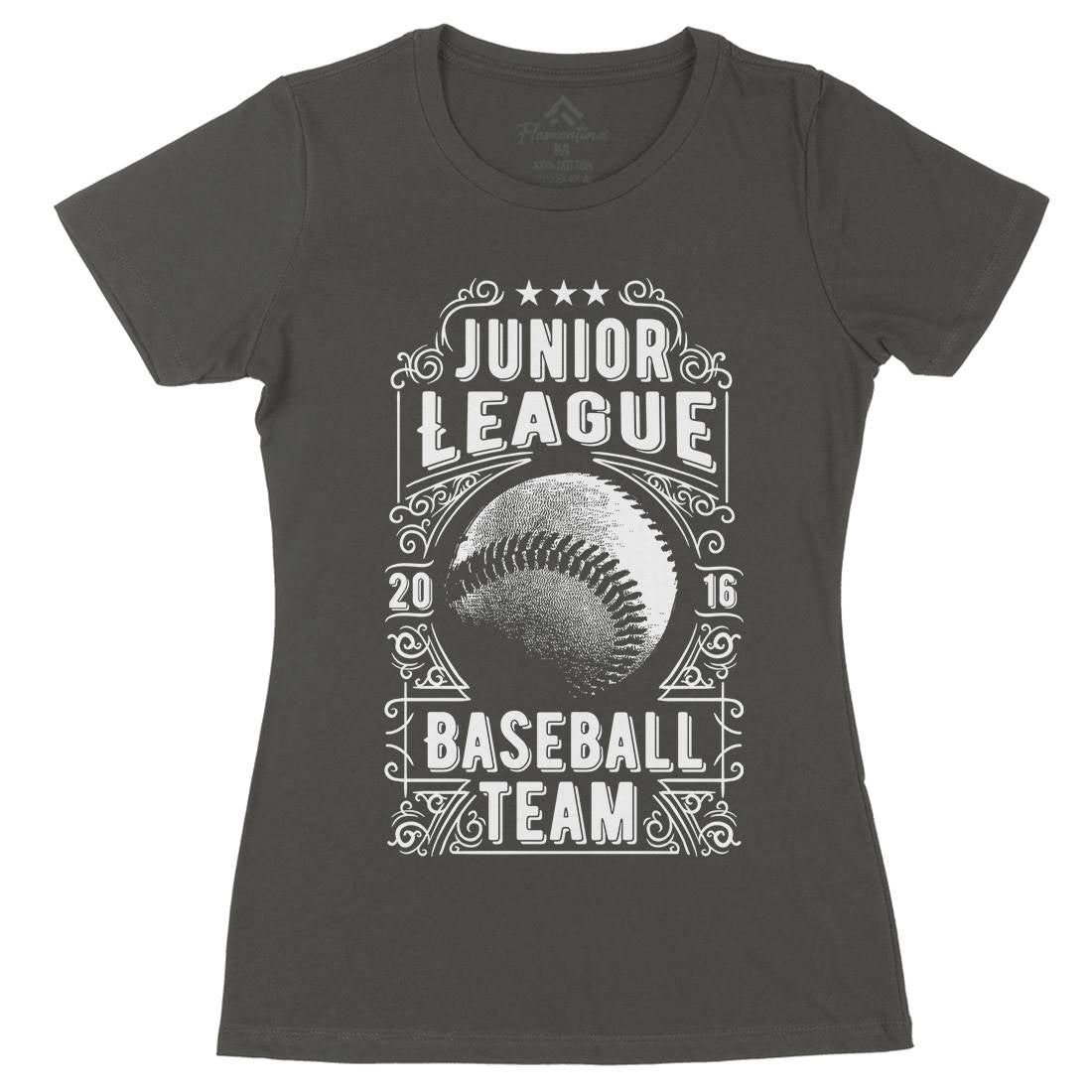 Baseball Team Womens Organic Crew Neck T-Shirt Sport C907