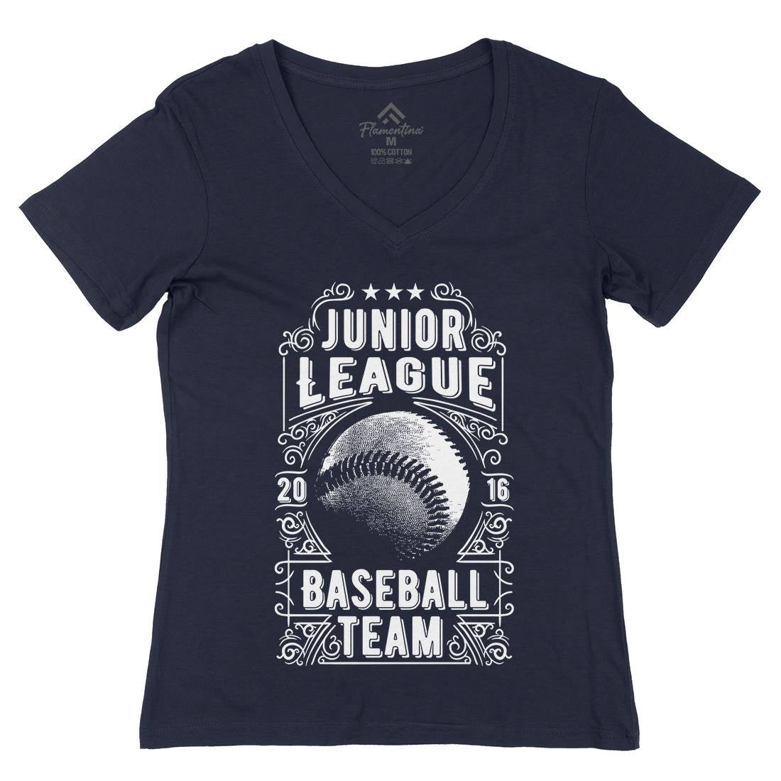 Baseball Team Womens Organic V-Neck T-Shirt Sport C907