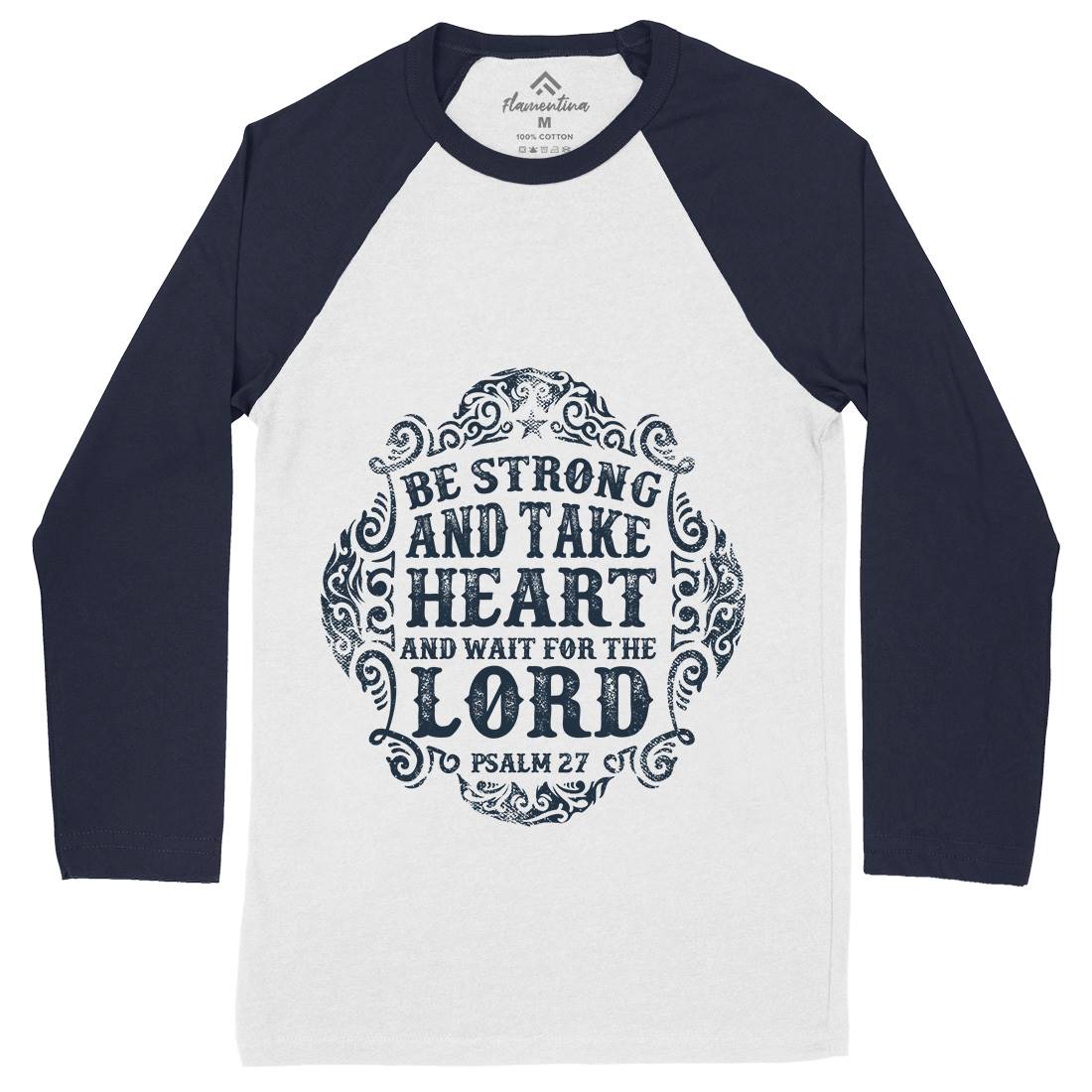 Be Strong And Wait The Lord Mens Long Sleeve Baseball T-Shirt Religion C909