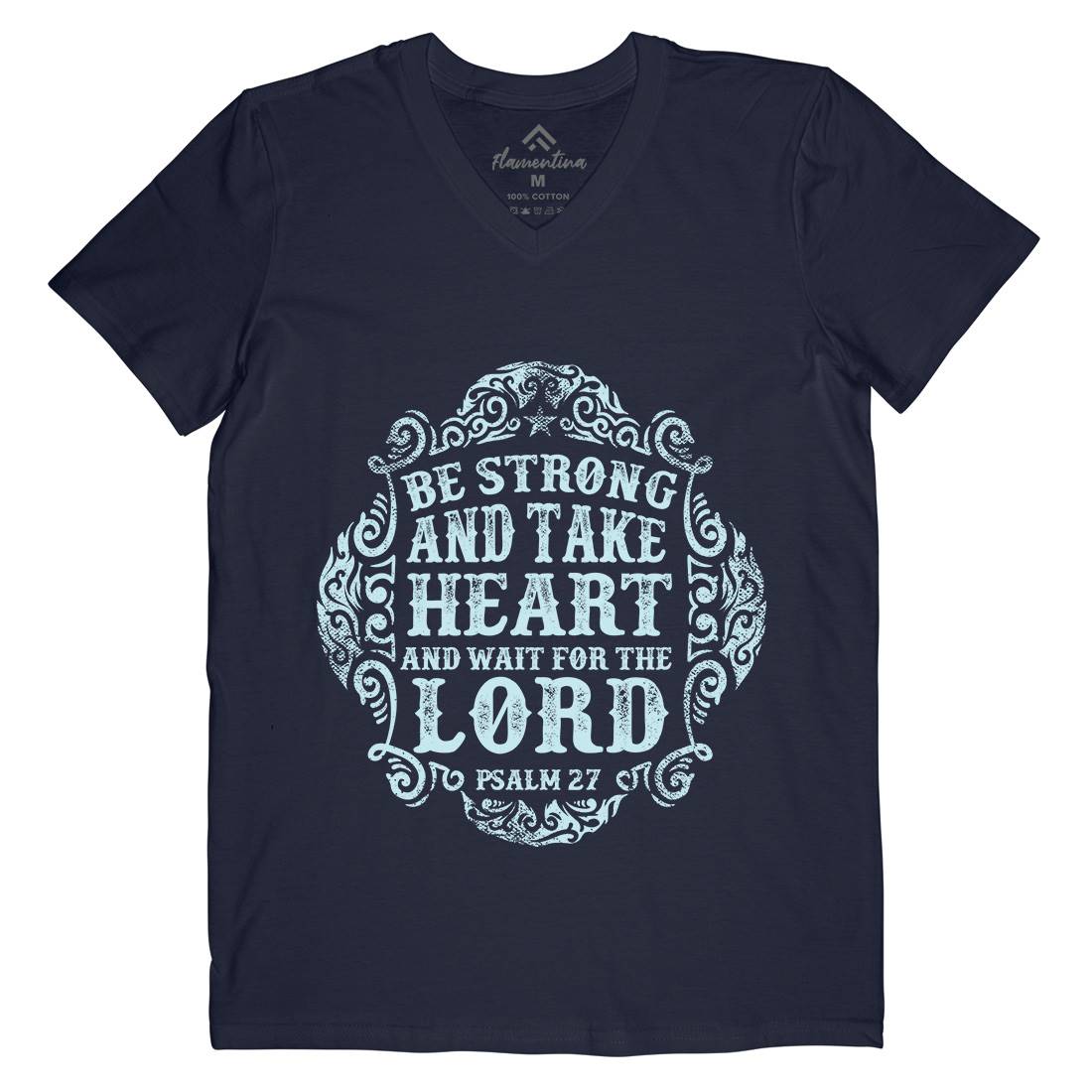 Be Strong And Wait The Lord Mens Organic V-Neck T-Shirt Religion C909