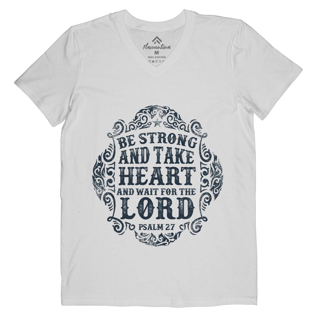 Be Strong And Wait The Lord Mens Organic V-Neck T-Shirt Religion C909