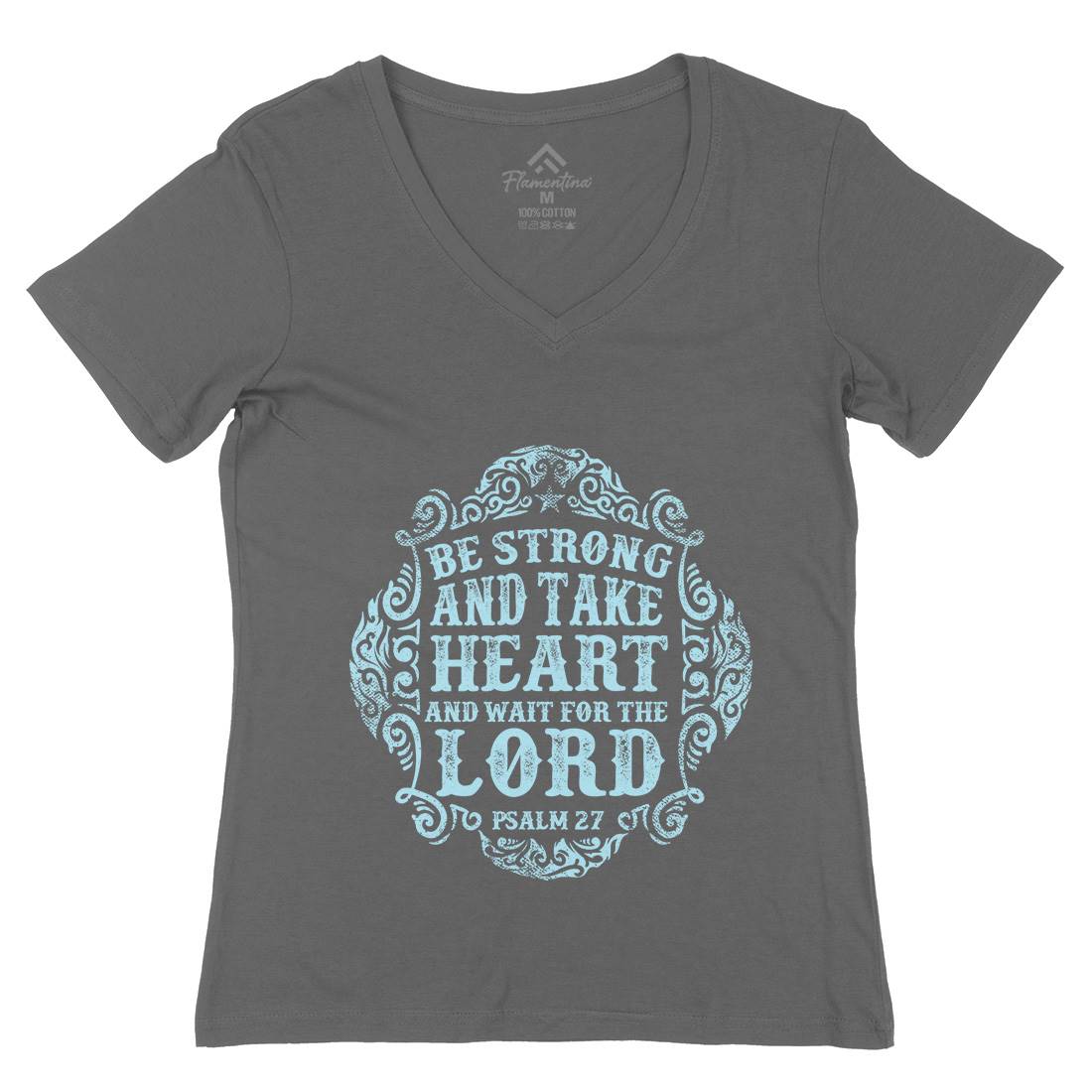 Be Strong And Wait The Lord Womens Organic V-Neck T-Shirt Religion C909